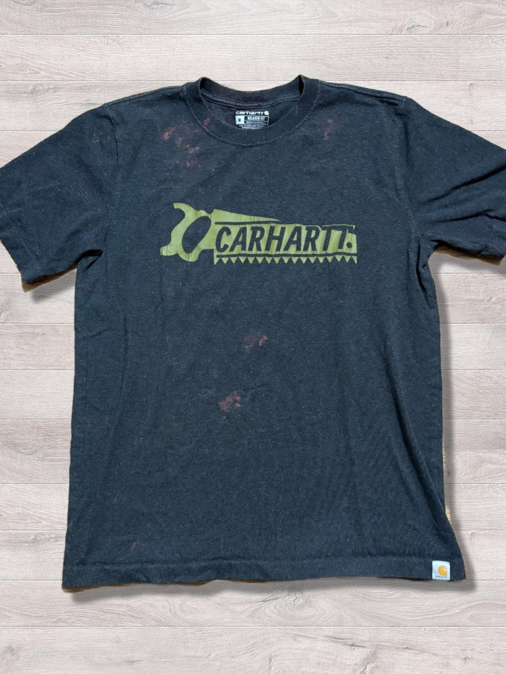 Carhartt Outdoor Workwear Saw Bleach Stained Shirt Relaxed Fit Medium